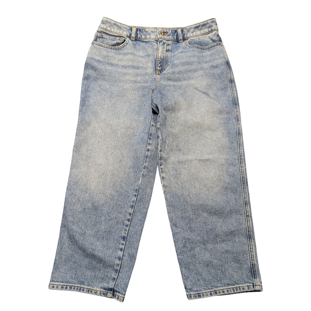Talbots High Waist Straight Ankle Jeans 10P Newport Wash Blue Denim Stretch 10 P